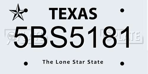 5BS5181 Texas License Plate