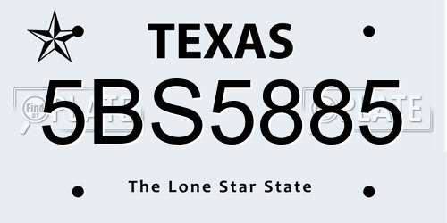 5BS5885 Texas License Plate