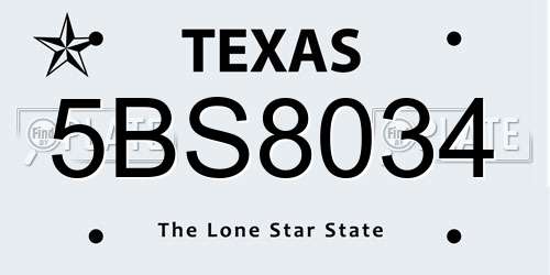 5BS8034 Texas License Plate