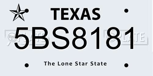 5BS8181 Texas License Plate