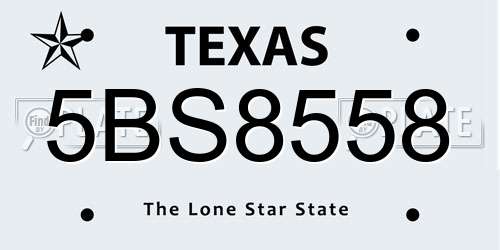 5BS8558 Texas License Plate