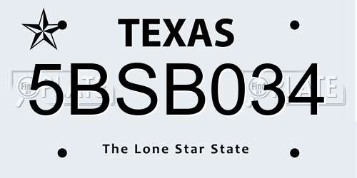 5BSB034 Texas License Plate