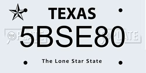 5BSE80 Texas License Plate