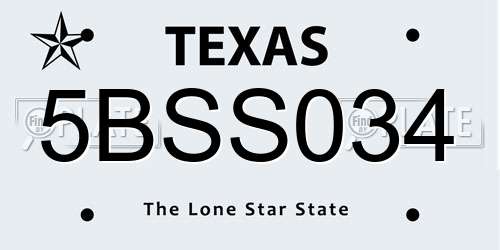 5BSS034 Texas License Plate