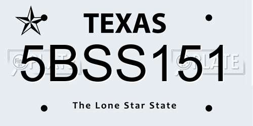 5BSS151 Texas License Plate