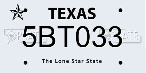 5BT033 Texas License Plate