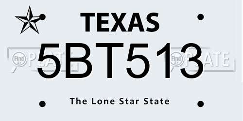 5BT513 Texas License Plate