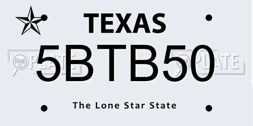 5BTB50 Texas License Plate
