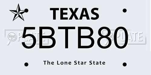 5BTB80 Texas License Plate