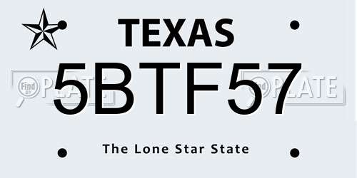 5BTF57 Texas License Plate