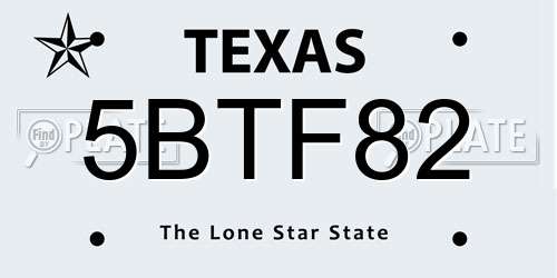 5BTF82 Texas License Plate