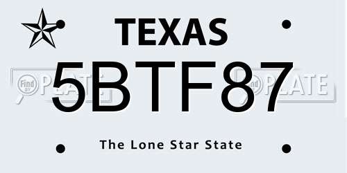 5BTF87 Texas License Plate