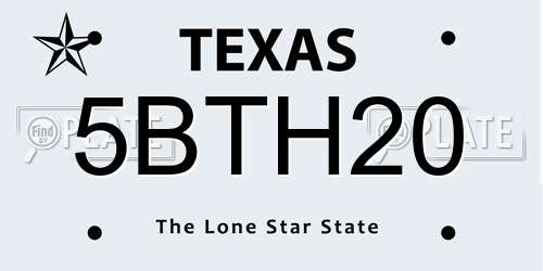 5BTH20 Texas License Plate