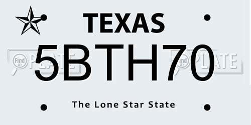 5BTH70 Texas License Plate