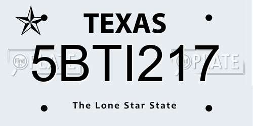 5BTI217 Texas License Plate