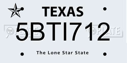 5BTI712 Texas License Plate