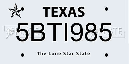 5BTI985 Texas License Plate