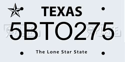 5BTO275 Texas License Plate