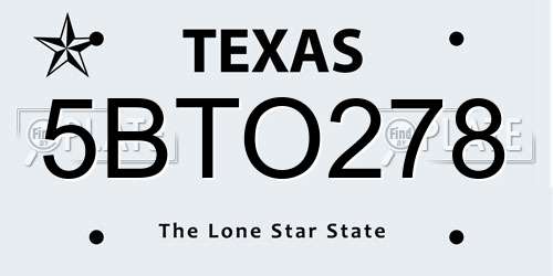 5BTO278 Texas License Plate