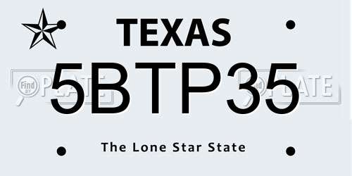 5BTP35 Texas License Plate