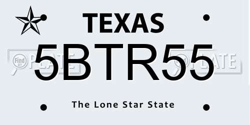 5BTR55 Texas License Plate
