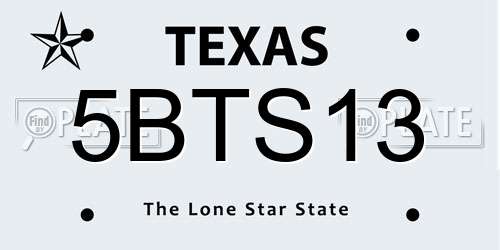 5BTS13 Texas License Plate