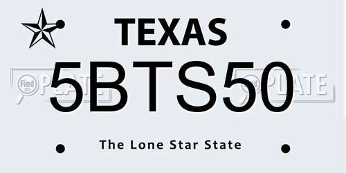 5BTS50 Texas License Plate
