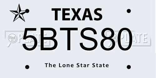 5BTS80 Texas License Plate