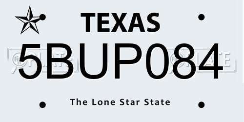 5BUP084 Texas License Plate