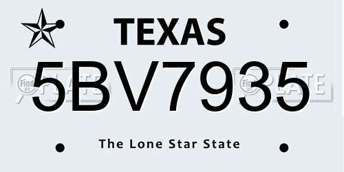 5BV7935 Texas License Plate