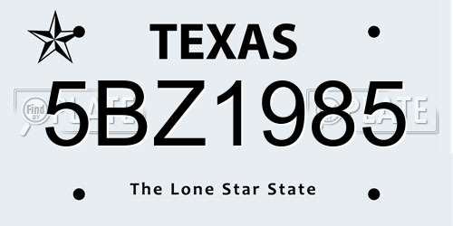 5BZ1985 Texas License Plate