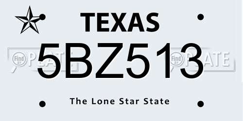 5BZ513 Texas License Plate