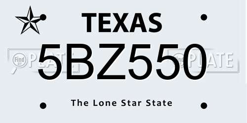 5BZ550 Texas License Plate