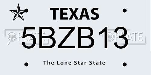 5BZB13 Texas License Plate