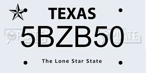 5BZB50 Texas License Plate