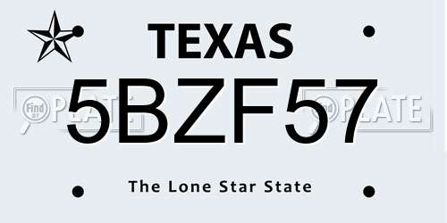 5BZF57 Texas License Plate