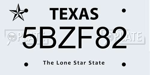 5BZF82 Texas License Plate
