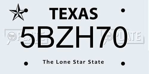 5BZH70 Texas License Plate