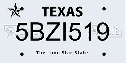 5BZI519 Texas License Plate