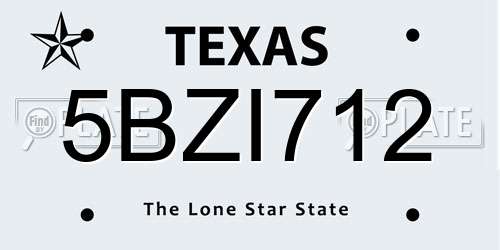 5BZI712 Texas License Plate