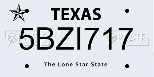 5BZI717 Texas License Plate