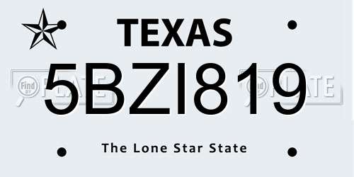 5BZI819 Texas License Plate