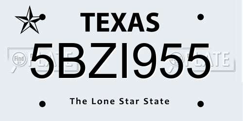 5BZI955 Texas License Plate