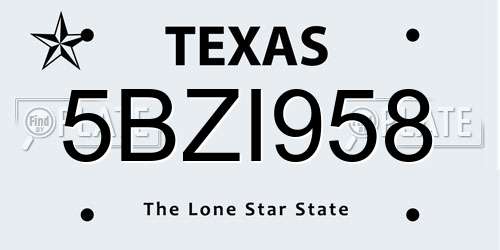 5BZI958 Texas License Plate