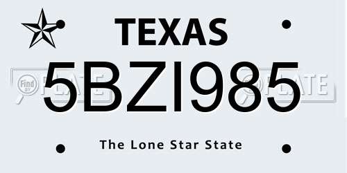 5BZI985 Texas License Plate