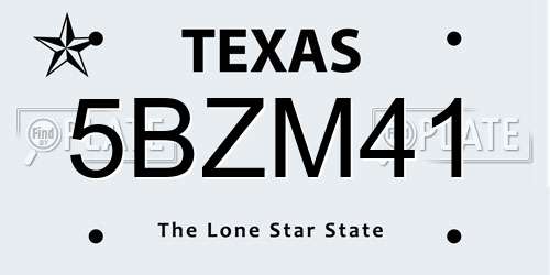 5BZM41 Texas License Plate
