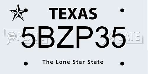 5BZP35 Texas License Plate