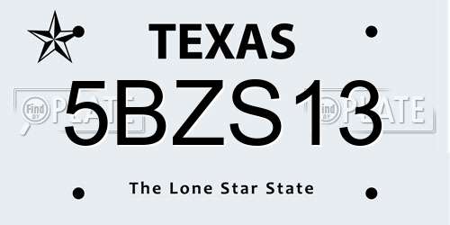 5BZS13 Texas License Plate