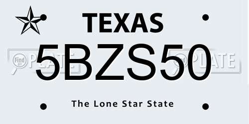 5BZS50 Texas License Plate