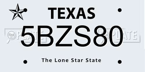 5BZS80 Texas License Plate